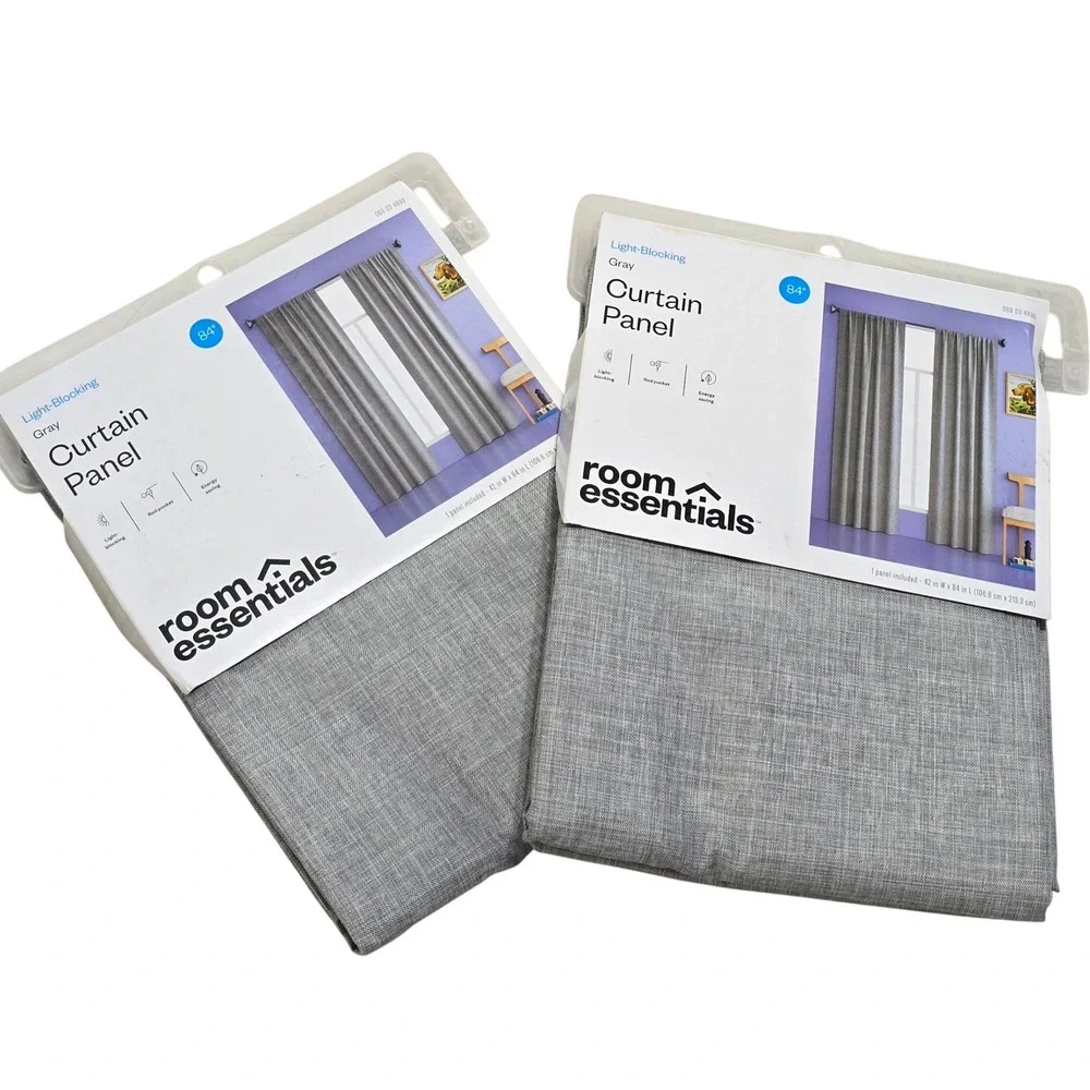 Room Essentials Gray Light‎ Blocking Curtain Panel 84 Inch Single New Target